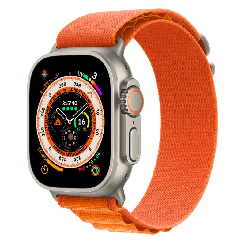 cinturino compatibile con apple watch ultra in Nylon tecnico arancione, resistente e robusto