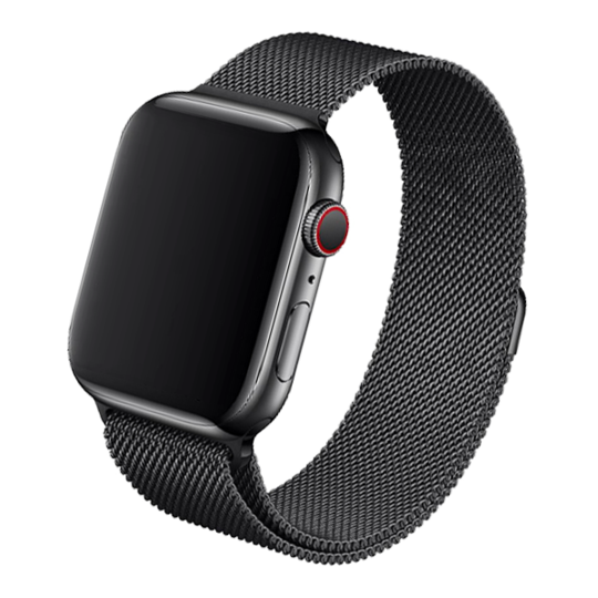 Cinturino Apple Watch in acciaio nero con finitura in maglia milanese