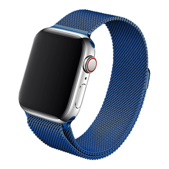 Cinturino Apple Watch in acciaio blue con finitura in maglia milanese