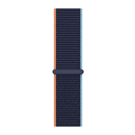 Cinturino Apple Watch in Nylon sport blue e arancione dettaglio
