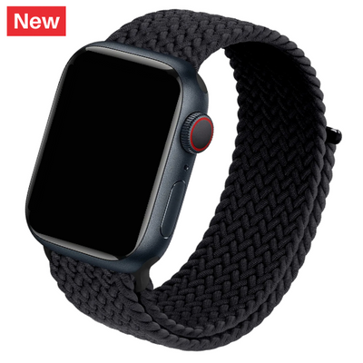 Cinturino Apple Watch in nylon intrecciato nero con chiusura a strappo