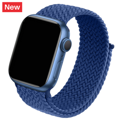 Cinturino Apple Watch in nylon intrecciato blu con chiusura a strappo