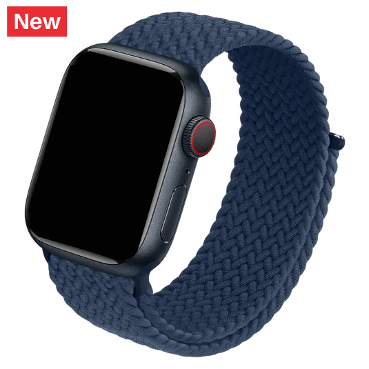 Cinturino Apple Watch in nylon intrecciato blu scuro con chiusura a strappo