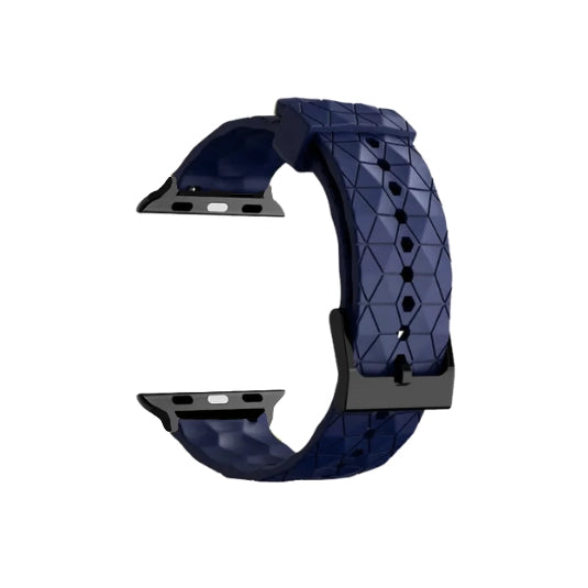 Cinturino Apple Watch in silicone a trama esagonali blue dettaglio