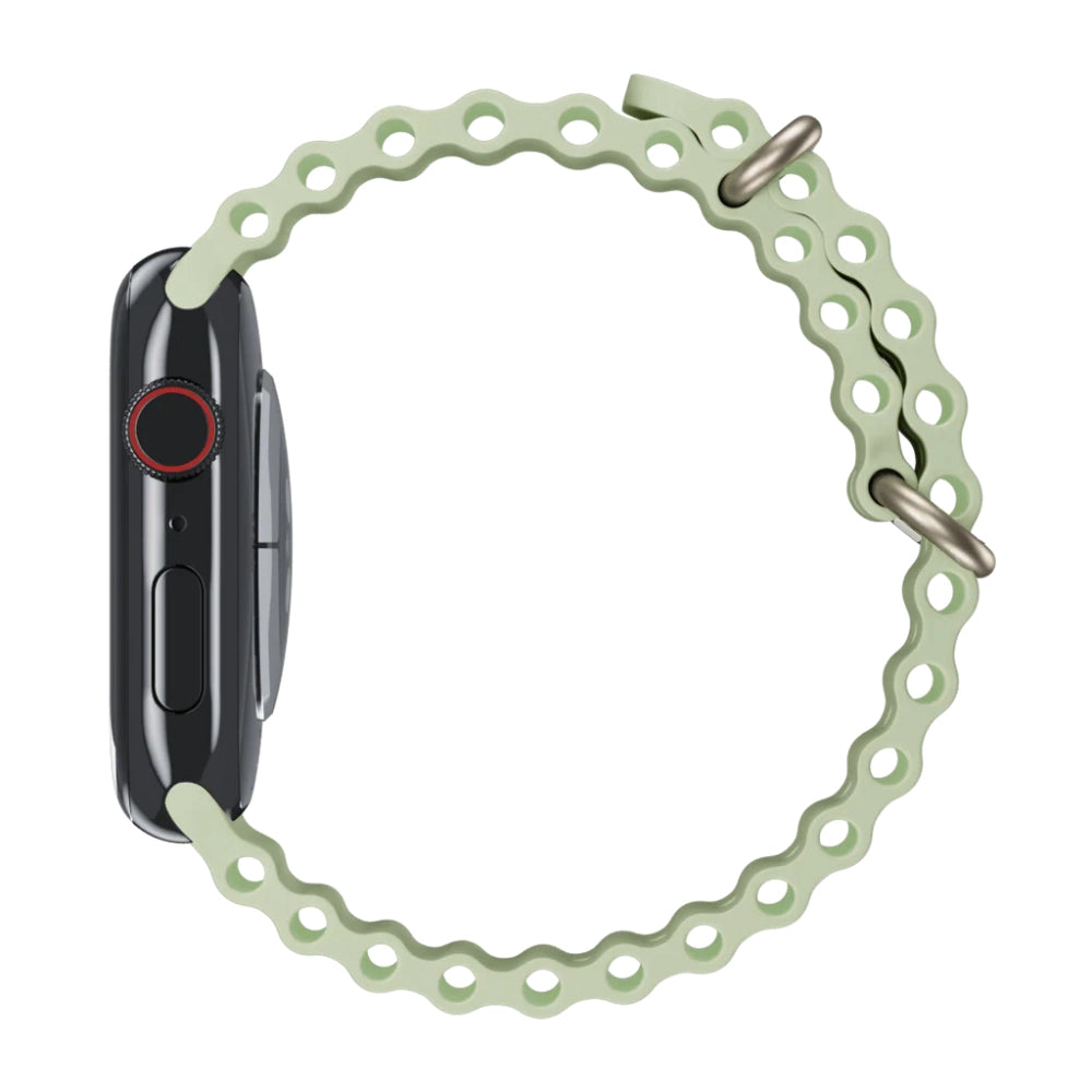 cinturino ocean in silicone verde pistacchio compatibile 46mm vista laterale