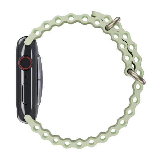 cinturino ocean in silicone verde pistacchio compatibile 46mm vista laterale