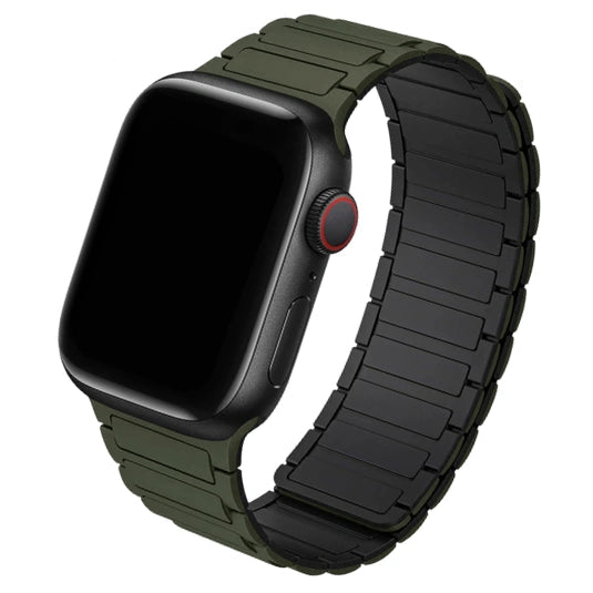 cinturino in silicone magnetico verde militare compatibile con apple watch