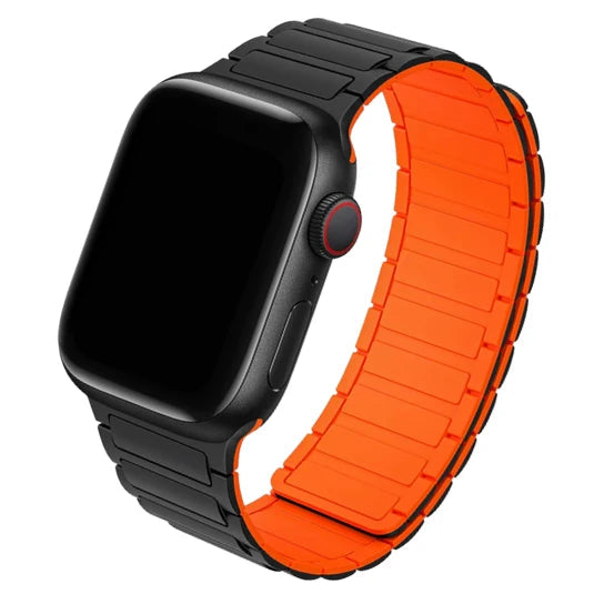 Cinturino in silicone nero e arancione compatibile per apple watch