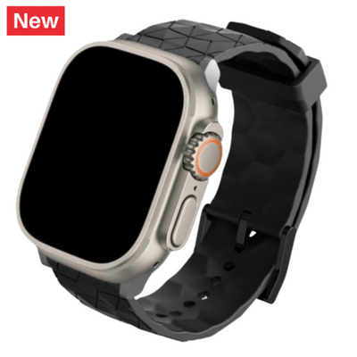 Cinturino Apple Watch in silicone a trama esagonali nero