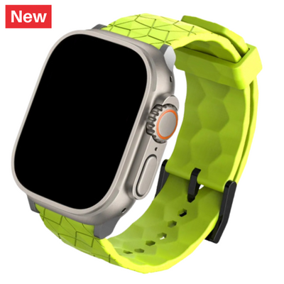 Cinturino Apple Watch in silicone a trama esagonali giallo fluo