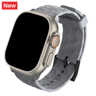 Cinturino Apple Watch in silicone a trama esagonali grigio