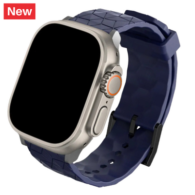 Cinturino Apple Watch in silicone a trama esagonali blue