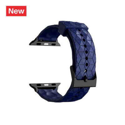 Cinturino Apple Watch in silicone a trama esagonali blue dettaglio