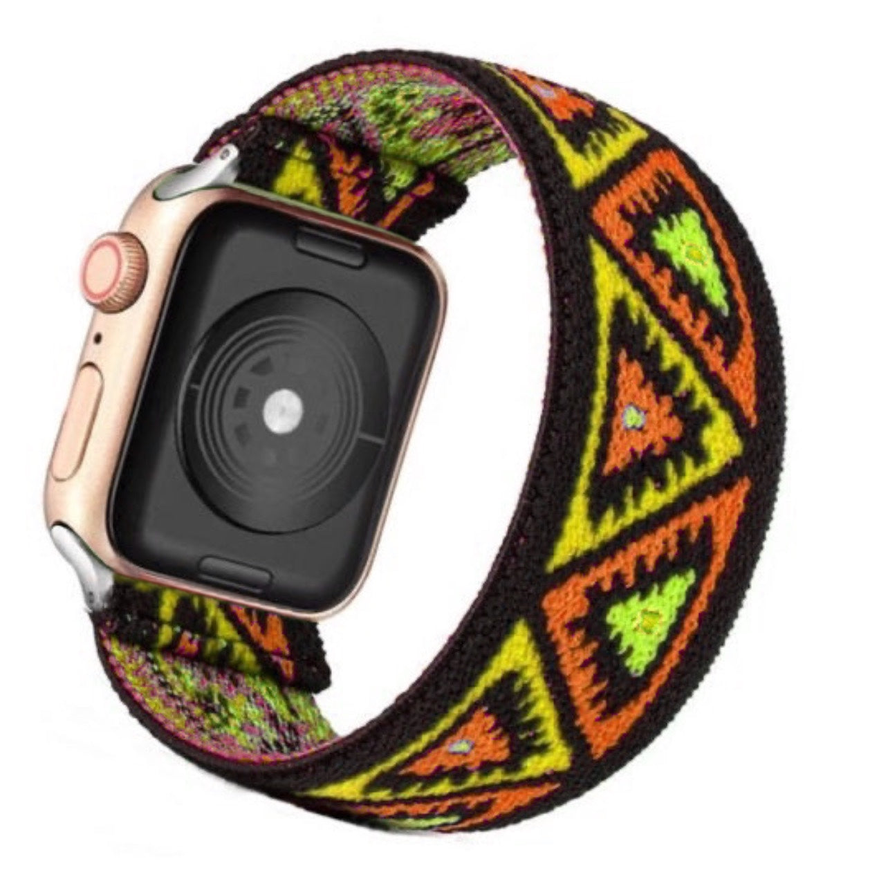 Cinturino Apple Watch in nylon elastico giallo e nero