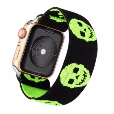 Cinturino Apple Watch in nylon elastico con i teschi