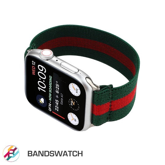 Cinturino Apple Watch in nylon elastico verde dettaglio 2
