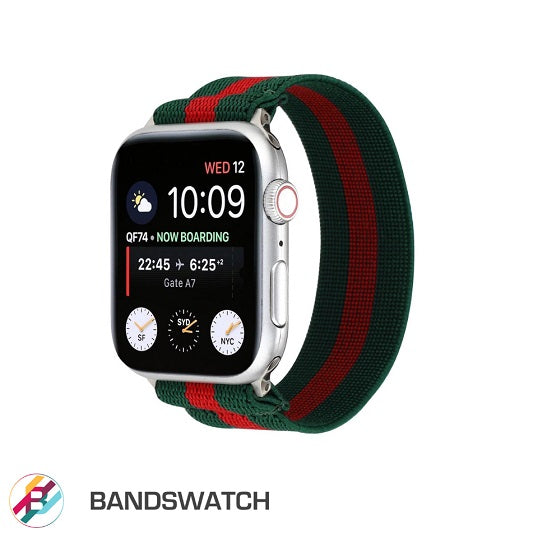 Cinturino Apple Watch in nylon elastico verde dettaglio