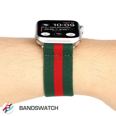 Cinturino Apple Watch in nylon elastico verde vista mano