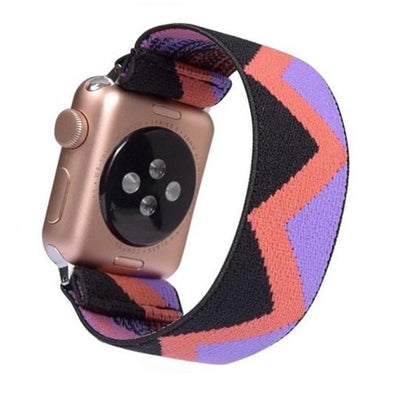 Cinturino Apple Watch in nylon elastico nero e viola