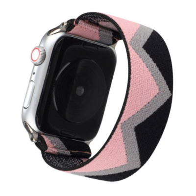 Cinturino Apple Watch in nylon elastico rosa e nero