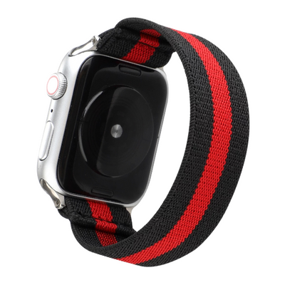 Cinturino Apple Watch in nylon elastico nero e rosso