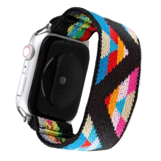 Cinturino Apple Watch in nylon elastico nero e blue