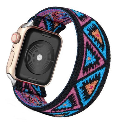 Cinturino Apple Watch in nylon elastico con triangoli viola