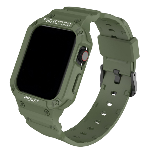 Cinturino Apple Watch in silicone rigido verde militare