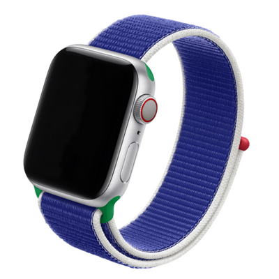 Cinturino Apple Watch in Nylon blue bianco verde