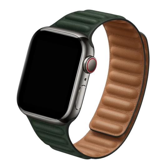 Cinturino Apple Watch in pelle verde con chiusura magnetica