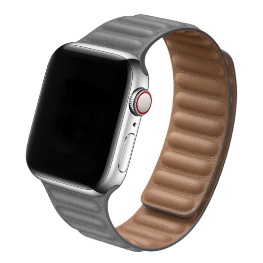 Cinturino Apple Watch in pelle grigia con chiusura magnetica 