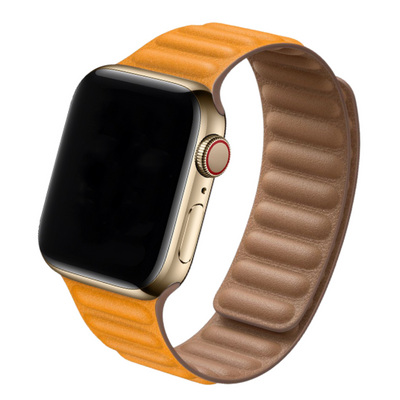 Cinturino Apple Watch in pelle gialla con chiusura magnetica