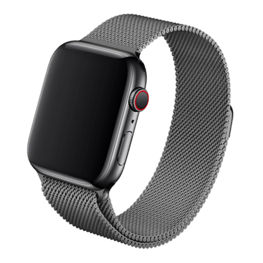 Cinturino Apple Watch in acciaio grigio con finitura in maglia milanese