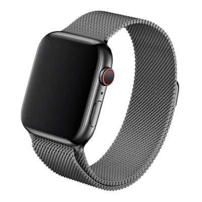 Cinturino Apple Watch in acciaio grigio con finitura in maglia milanese