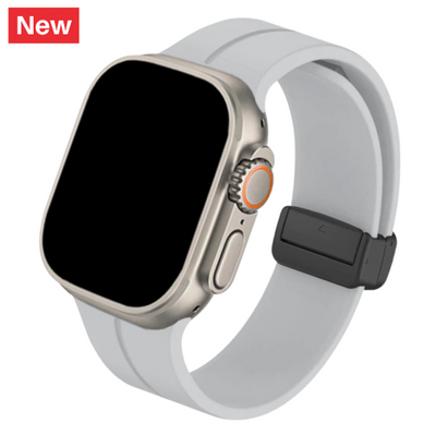 Cinturino Apple Watch in silicone grigio chiaro con chiusura magnetica
