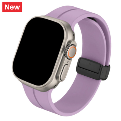 Cinturino Apple Watch in silicone viola con chiusura magnetica