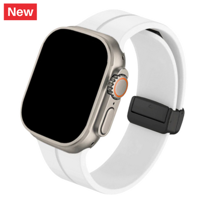 Cinturino Apple Watch in silicone bianco con chiusura magnetica