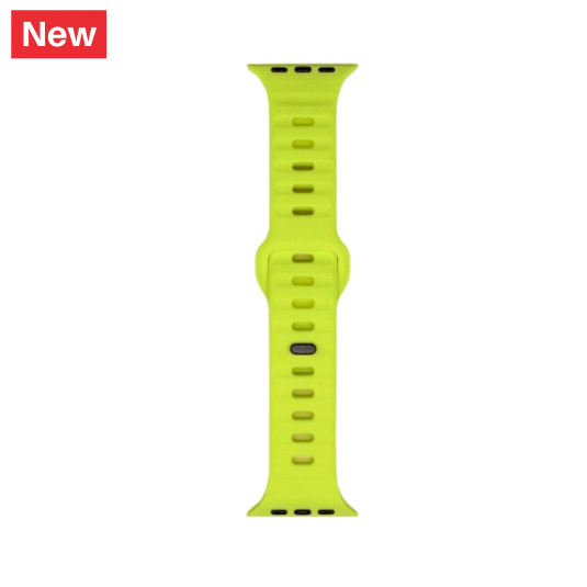 Cinturino Apple Watch in Silicone sportivo giallo fluorescente dettaglio