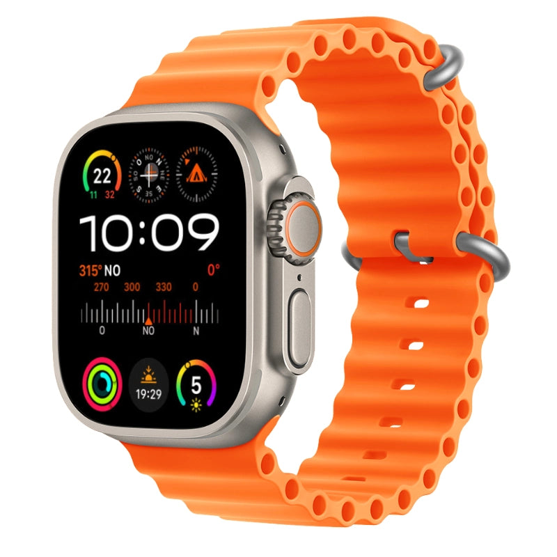 cinturino compatibile con apple watch ultra in silicone tecnico arancione, resistente e robusto