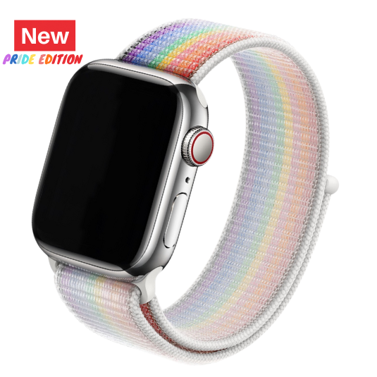 Cinturino Apple Watch in Nylon bianco colore pride