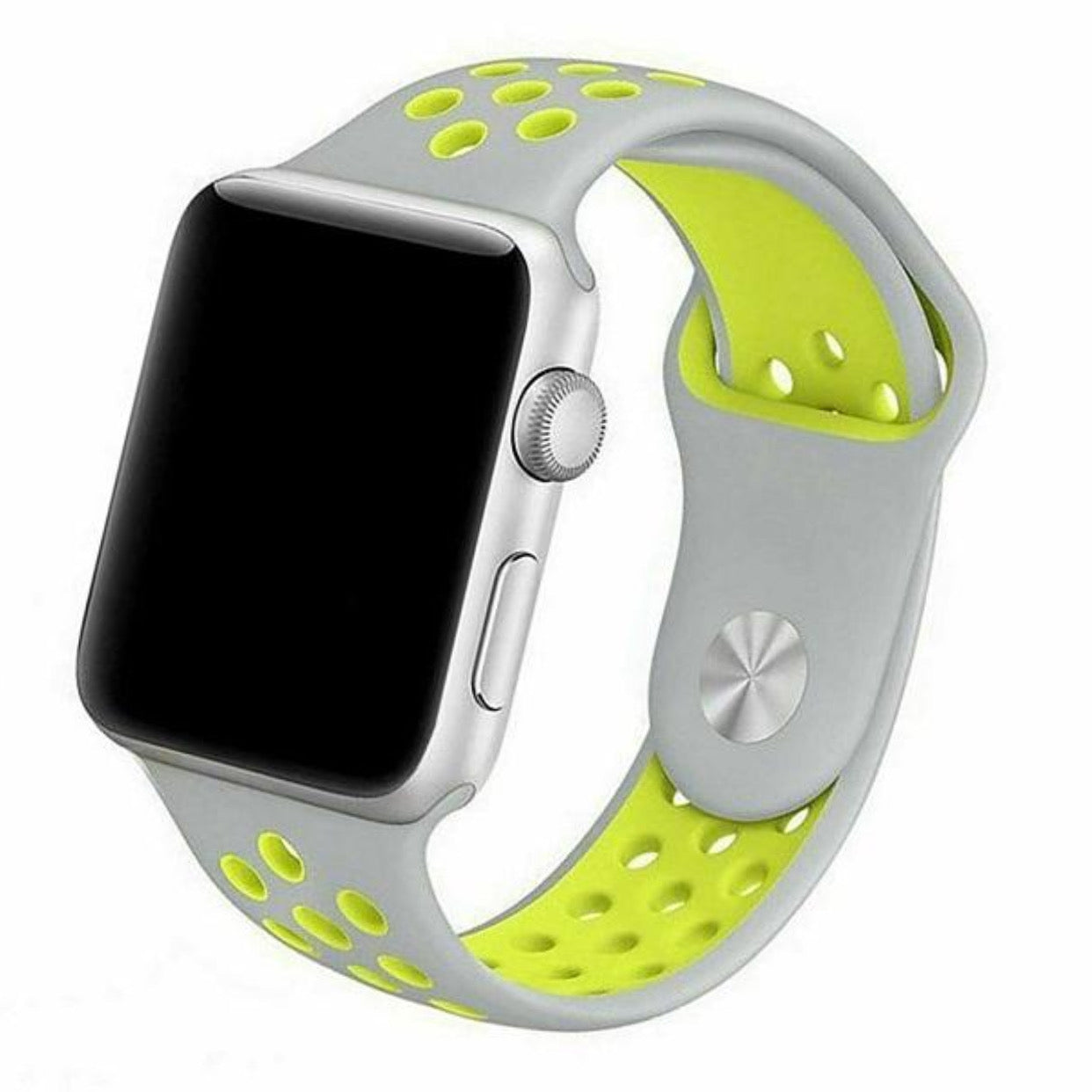 Cinturino Apple Watch in Silicone a buchi grigio giallo