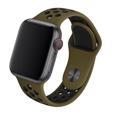 Cinturino Apple Watch in Silicone a buchi verde militare