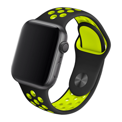 Cinturino Apple Watch in Silicone a buchi nero e giallo