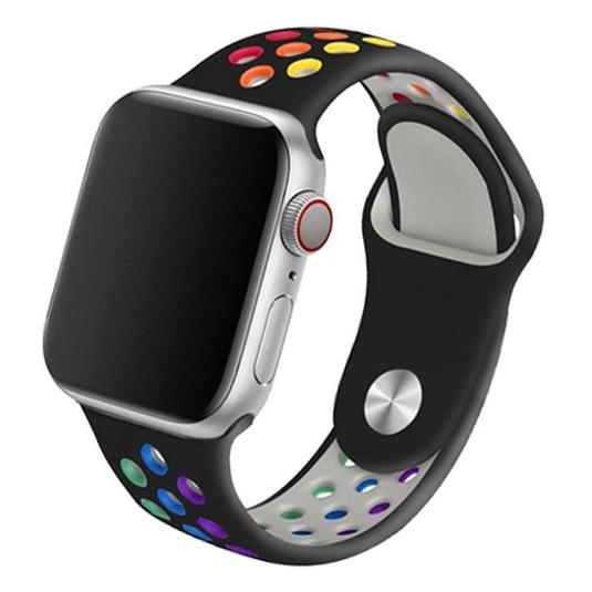Cinturino Apple Watch in Silicone a buchi nero pride