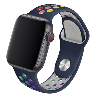 Cinturino Apple Watch in Silicone a buchi blue pride