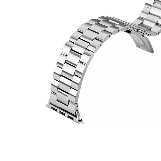 Cinturino Apple Watch in acciaio a maglie colore argento dettaglio 2