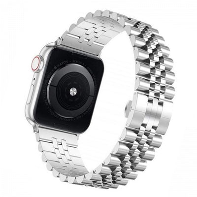 Cinturino Apple Watch in acciaio a maglie jubilee argento dettaglio