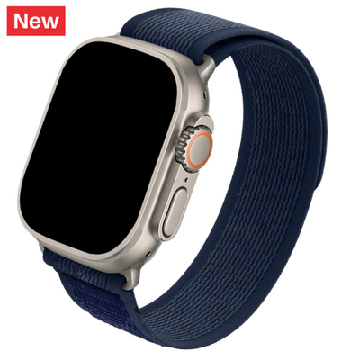 Cinturino Apple Watch in Nylon Trail blue con linguetta arancione
