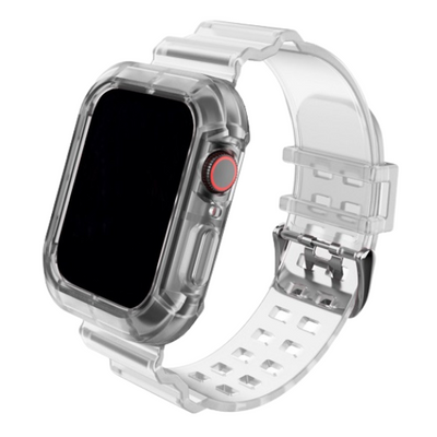 Cinturino Apple Watch in silicone trasparente con case incorporato