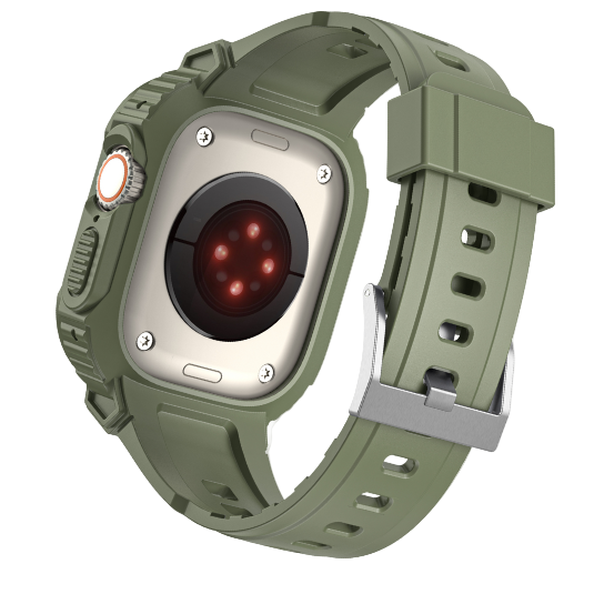 Cinturino Apple Watch Ultra con cover incorporata verde militare retro